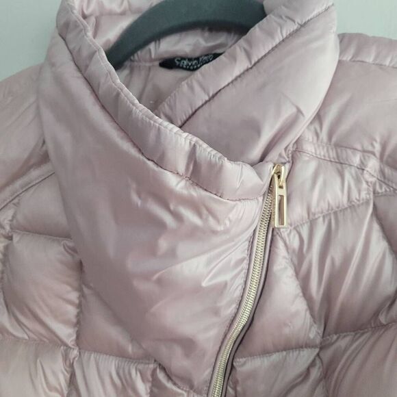 Calvin Klein performance pastel pink down sleeveless vest asymmetric details - Picture 4 of 12